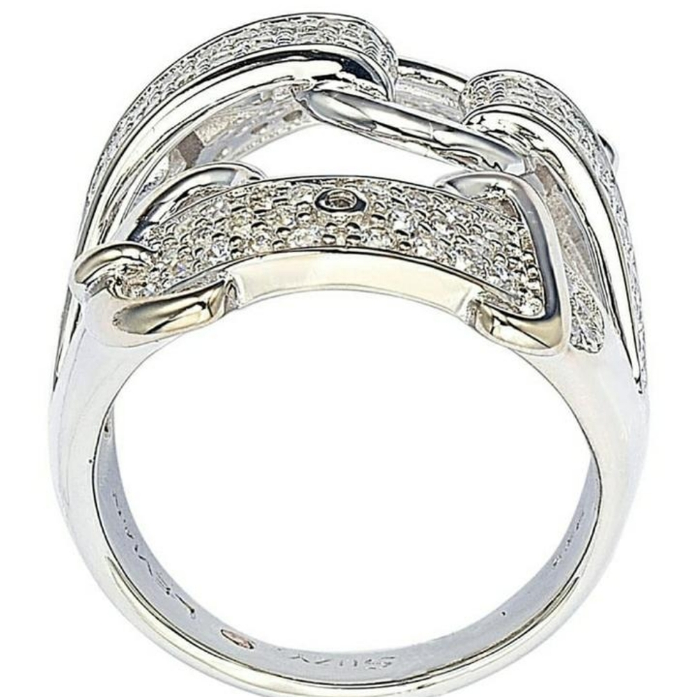Sterling Silver CZ Triple Buckle Ring Size 7 NWT - Picture 8 of 15